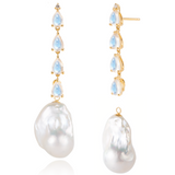 Rhythm Moonstone Diamond and Baroque Pearl Drop Earrings