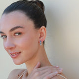 Natural Sapphire, Aquamarine and Diamond Drop Earrings 14k yellow gold