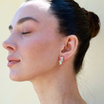 Natural Aquamarine, Morganite and Diamond Cluster Earrings 14k yellow gold