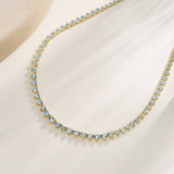 20.04ct Heart Aquamarine Riviera Graduated Tennis Necklace