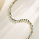 20.04ct Heart Aquamarine Riviera Graduated Tennis Necklace
