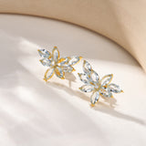 natural Aquamarine Diamond Cluster Earrings 14k yellow gold