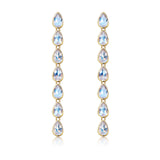 Pear Moonstone Line Drop Earrings