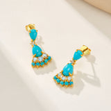 Turquoise Moonstone Diamond Drop Earrings