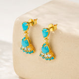 Turquoise Moonstone Diamond Drop Earrings