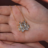 Fantasy Aquamarine Diamond Castle Pendent Necklace