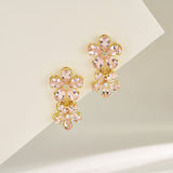 Pink Morganite Diamond Double Blossom Drop Earrings