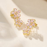 Pink Morganite Diamond Double Blossom Drop Earrings