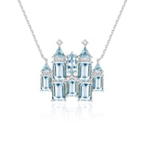 Fantasy Aquamarine Diamond Castle Pendent Necklace