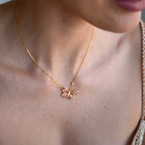 Pink Sapphire Diamond Butterfly Pendant Necklace