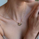 Sapphire Diamond Butterfly Pendant Necklace