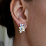 Elizabeth Aquamarine Moonstone Diamond Cluster Earrings