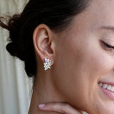 Elizabeth Aquamarine Moonstone Diamond Cluster Earrings