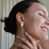 Elizabeth Aquamarine Moonstone Diamond Cluster Earrings