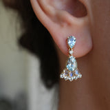 Aquamarine Moonstone Diamond Drop Earrings