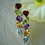 Secret Garden Multi Gemstone Drop Earrings Garnet Peridot Amethyst Citrine Topaz 14k yellow gold