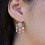 Rainy Day Natural Aquamarine Diamond Chandelier Drop Earrings 14k yellow gold