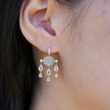 Rainy Day Natural Aquamarine Diamond Chandelier Drop Earrings 14k yellow gold