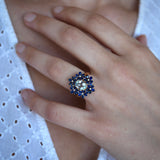 Aquamarine Sapphire Diamond Blossom Cocktail Ring