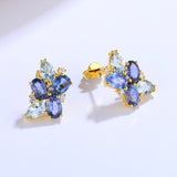 Elizabeth Sapphire, Aquamarine and Diamond Cluster Pearl Convertible Drop Earrings