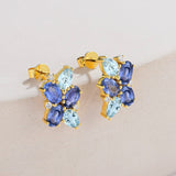 Elizabeth Sapphire, Aquamarine and Diamond Cluster Pearl Convertible Drop Earrings