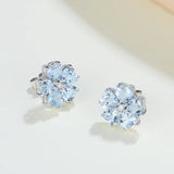 Aquamarine Diamond Cherry Blossom Earrings