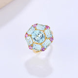 Margaret Aquamarine Pink Sapphire Cocktail Ring