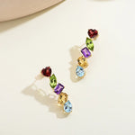 Secret Garden Multi Gemstone Drop Earrings Garnet Peridot Amethyst Citrine Topaz