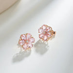 Morganite Diamond Forget-me-Not Flower Earrings 14k yellow gold