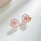 Morganite Diamond Forget-me-Not Flower Earrings 14k yellow gold