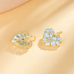 Fantasy Heart Natural Aquamarine Diamond Drop Earrings 14k yellow gold