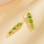 Lily of the Valley Natural Peridot Tsavorite Diamond Drop Earrings.14k yellow gold