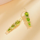 Lily of the Valley Natural Peridot Tsavorite Diamond Drop Earrings.14k yellow gold