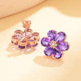Natural Amethyst Diamond Wildflower Earrings 14k rose gold