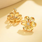 Natural Citrine Diamond Wildflower Earrings 14k yellow gold