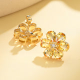 Natural Citrine Diamond Wildflower Earrings 14k yellow gold