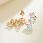 Natural Aquamarine, Morganite and Diamond Cluster Earrings 14k yellow gold
