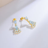 Aquamarine Moonstone Diamond Drop Earrings