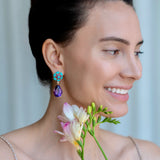 Turquoise Amethyst Diamond Drop Earrings