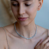 20.04ct Heart Aquamarine Riviera Graduated Tennis Necklace