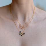 Pink Sapphire Diamond Butterfly Pendant Necklace