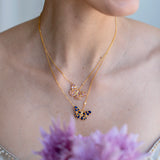 Pink Sapphire Diamond Butterfly Pendant Necklace