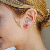 Pink Sapphire Diamond Small Cluster Earrings