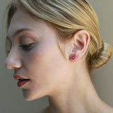 Pink Sapphire Diamond Small Cluster Earrings
