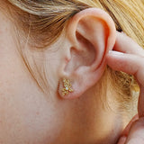 Yellow Sapphire Diamond Small Cluster Earrings 14k yellow gold