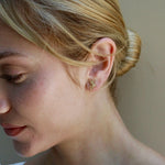 natural Yellow Sapphire Diamond Small Cluster Earrings 14k yellow gold