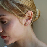 natural Yellow Sapphire Diamond Small Cluster Earrings 14k yellow gold