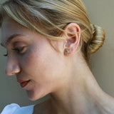 natural Yellow Sapphire Diamond Small Cluster Earrings 14k yellow gold