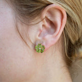 Peridot Diamond Cherry Blossom Earrings