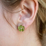 Peridot Diamond Cherry Blossom Earrings